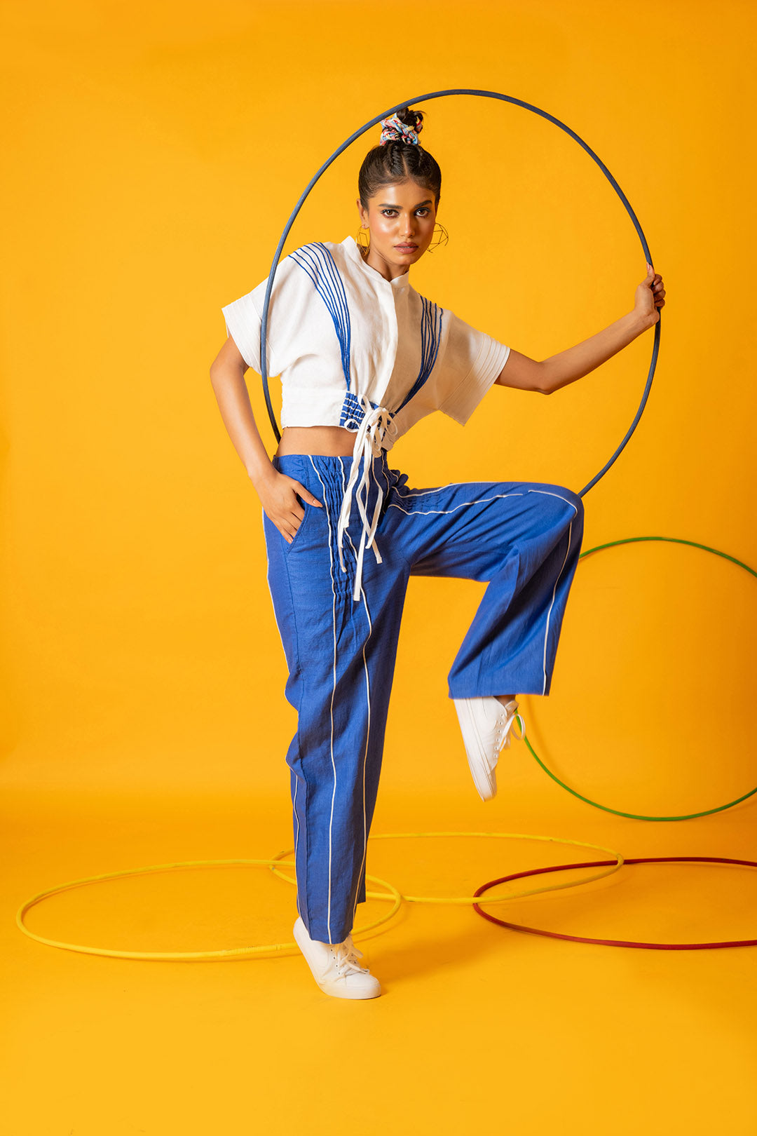 Blue Sapphire Ruched Pants