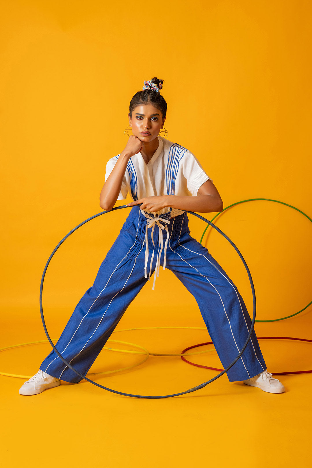 Blue Sapphire Ruched Pants