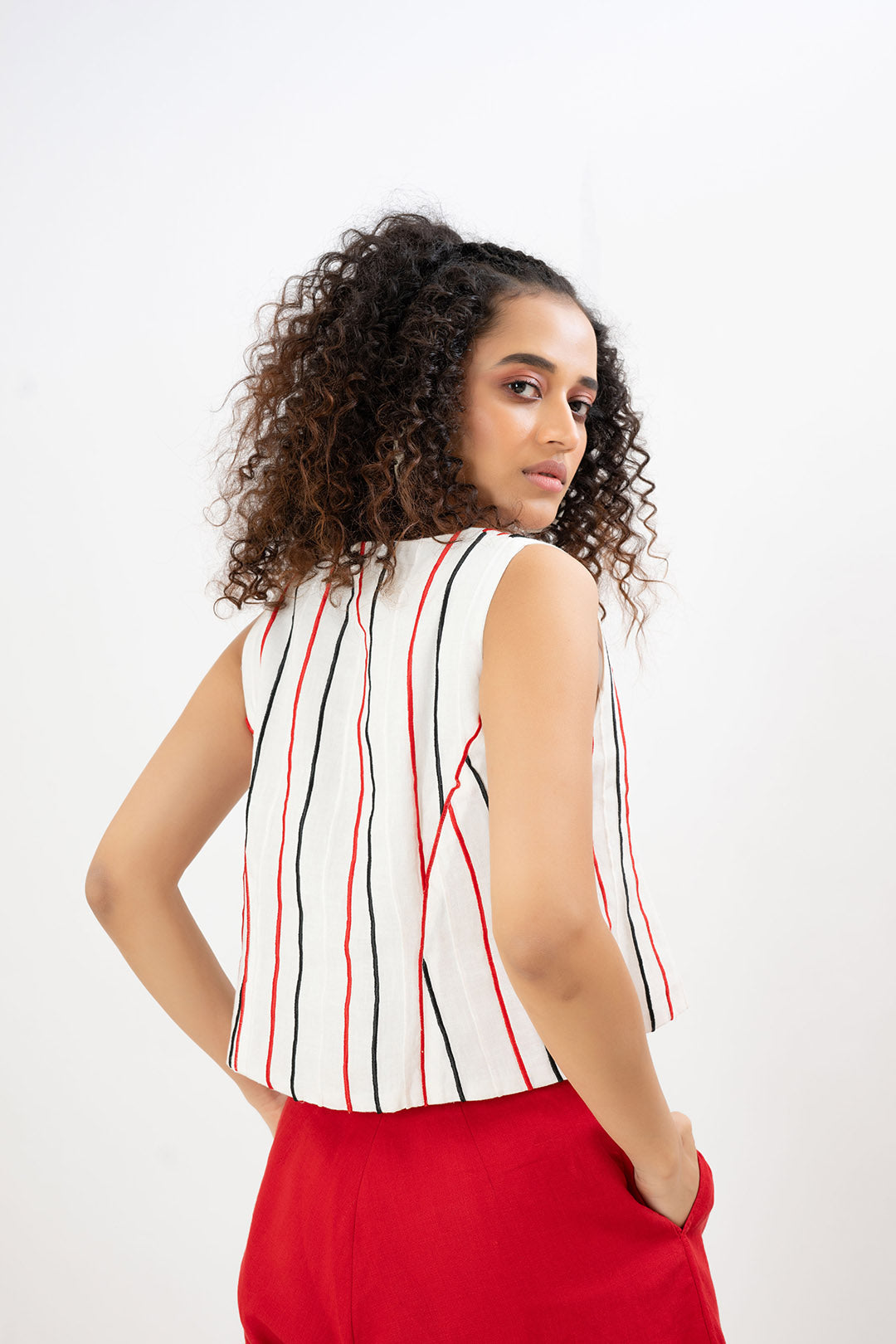 White Stria Waistcoat