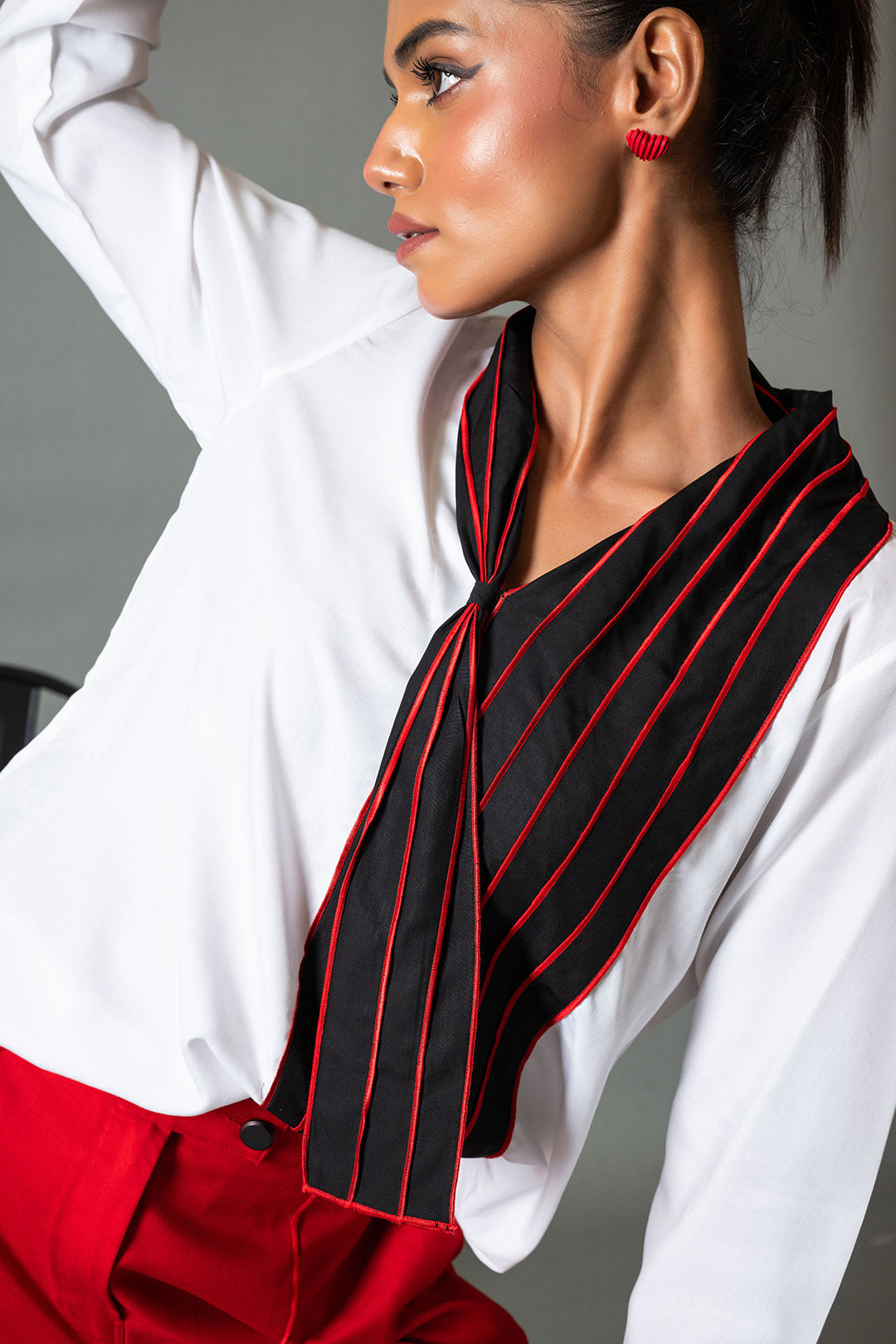 White & Black Neckercheif Top