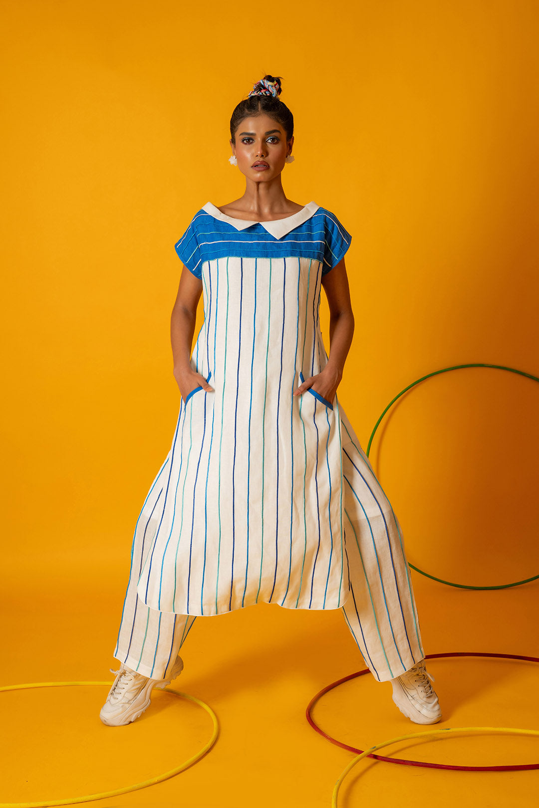 White & Blue Azure Elegance Dress