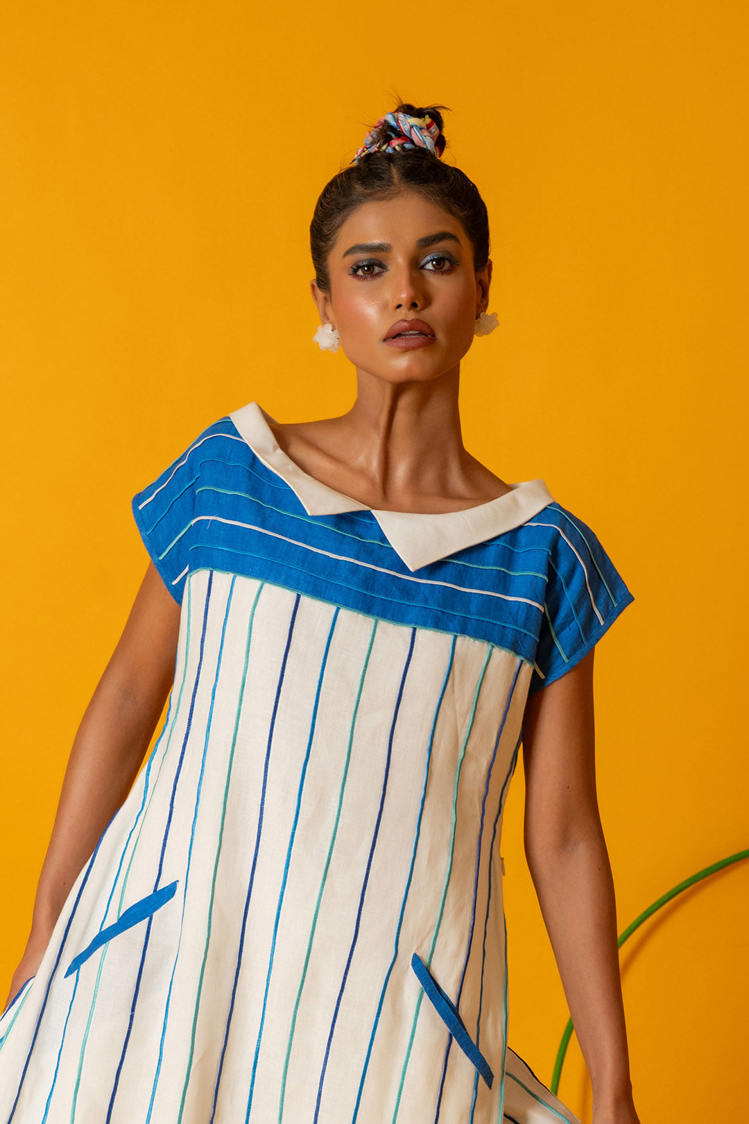 White & Blue Azure Elegance Dress