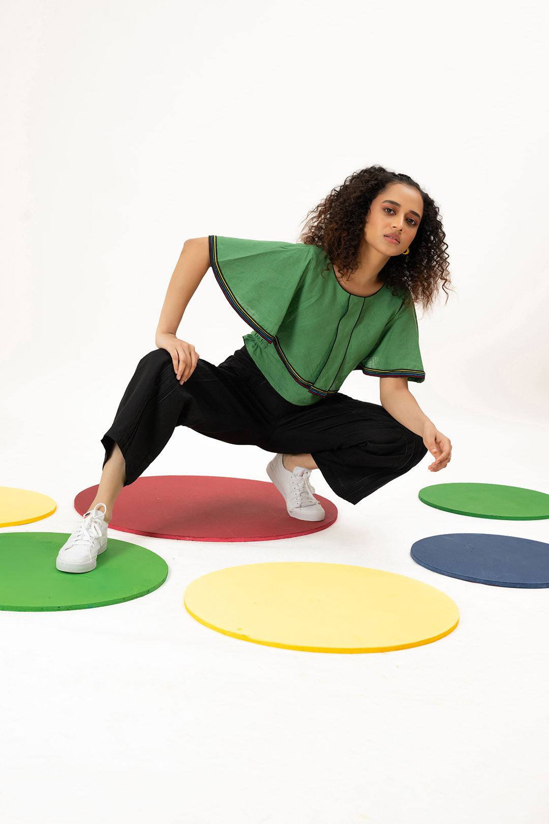 Green Lea-Flair Prism Crop Top