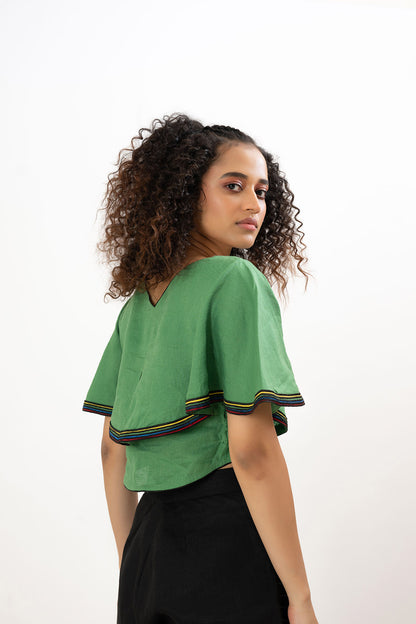 Green Lea-Flair Prism Crop Top