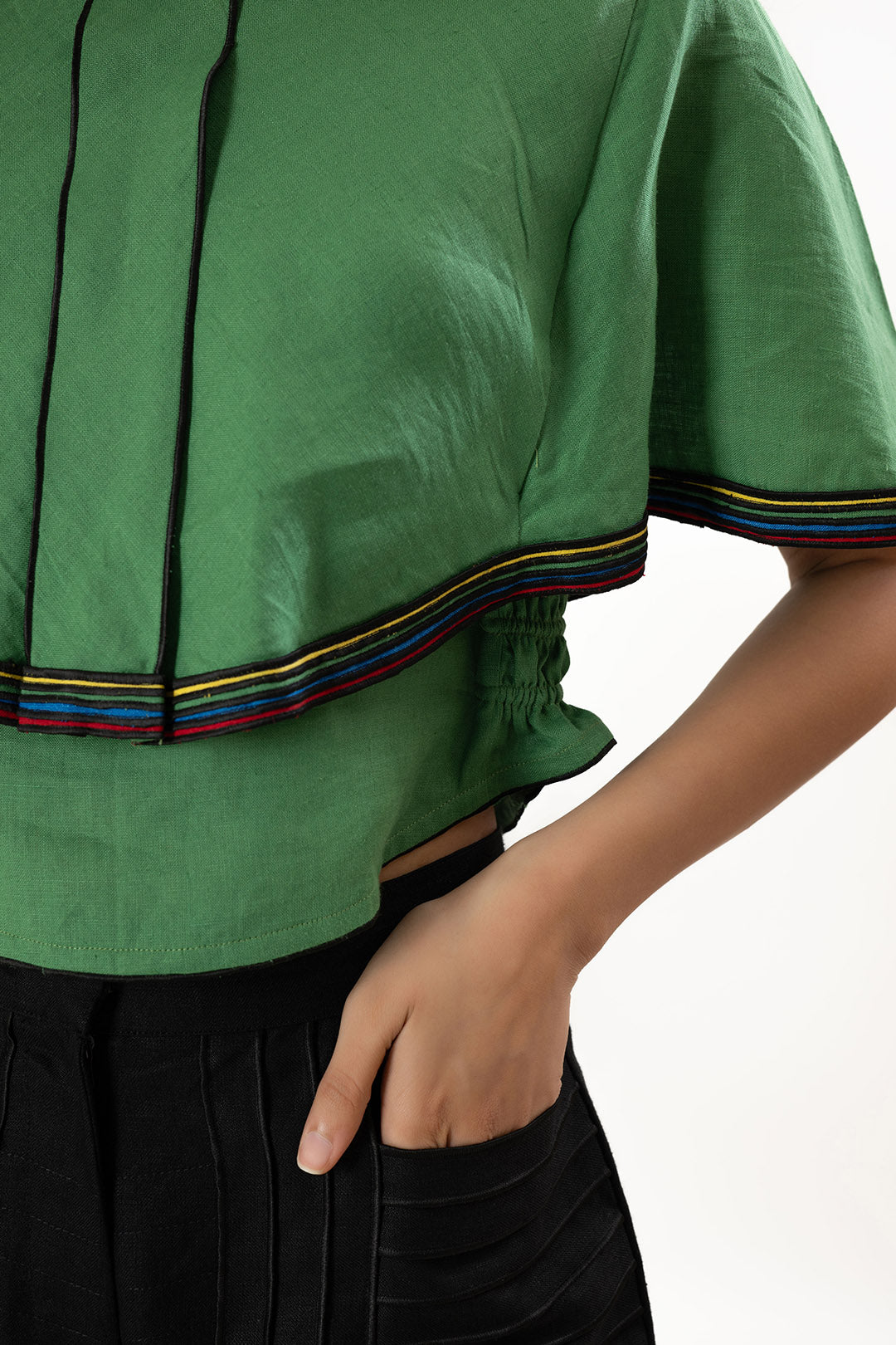 Green Lea-Flair Prism Crop Top