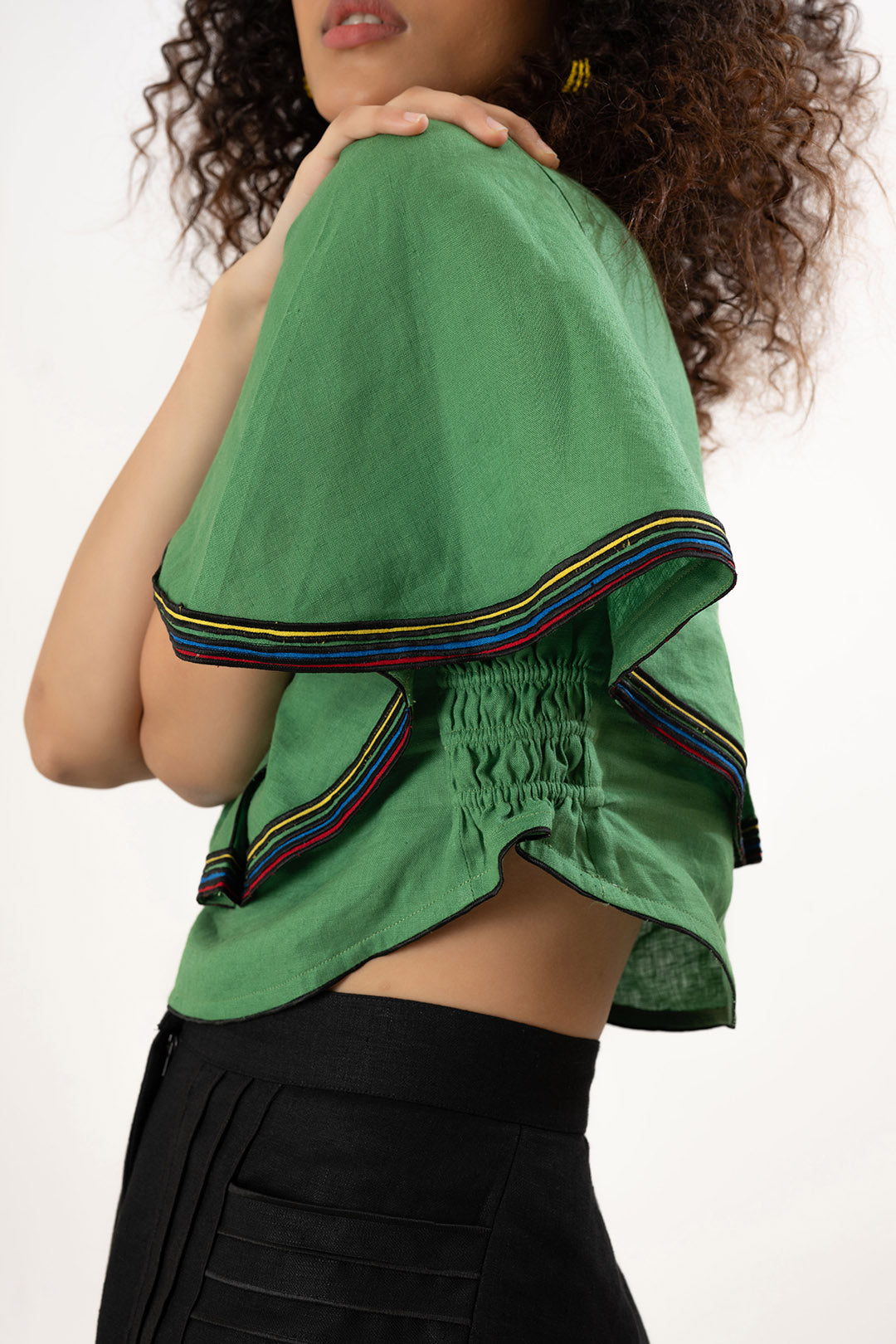 Green Lea-Flair Prism Crop Top