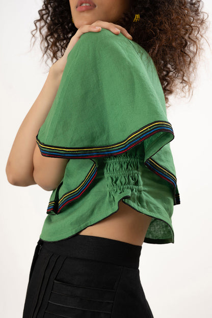 Green Lea-Flair Prism Crop Top
