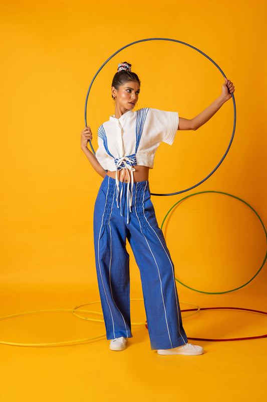 Blue Sapphire Ruched Pants