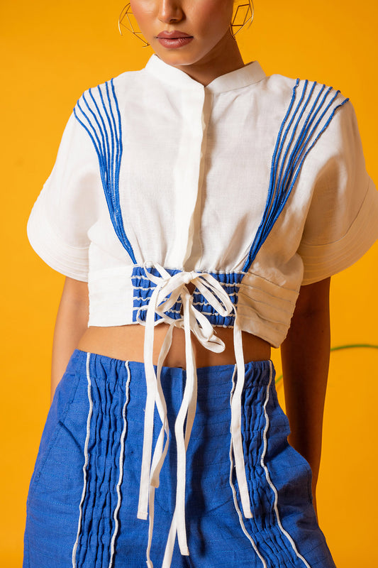 White Sapphire Ray Crop Top