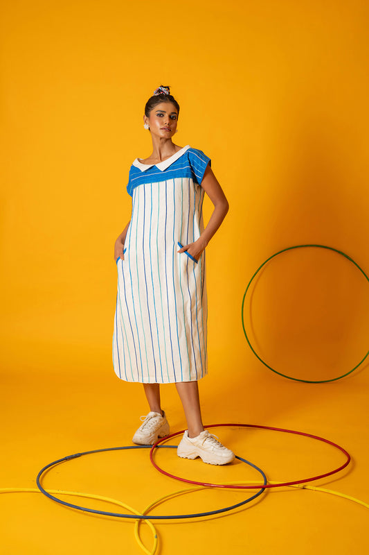 White & Blue Azure Elegance Dress